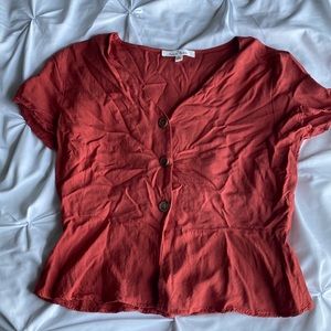 Coral cropped blouse